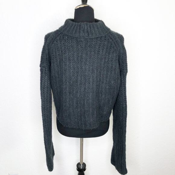 Free People Alpine black white gray wool alpaca cropped sweater size Small NWT - Picture 15 of 16
